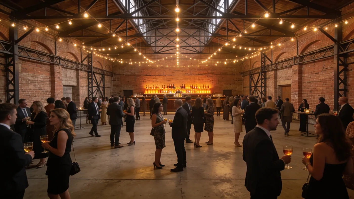 Gala crowd on the big floor at Depot Square Events